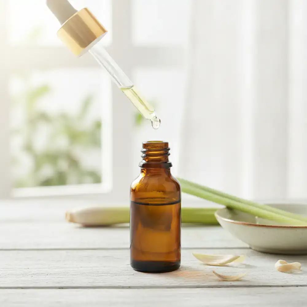 Lemongrass Essential Oil small dark glass bottle